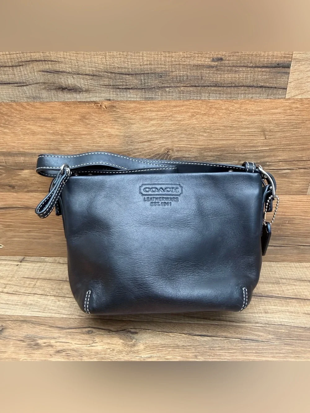 Vtg  Coach Leatherware Est. 1941 Mini Baguette Purse  Hand Bag Black
